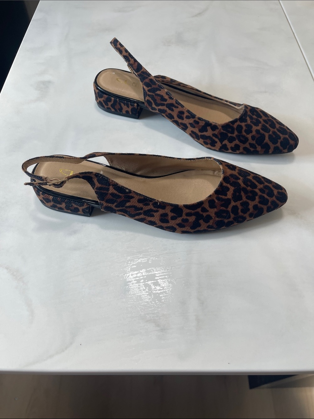 J. Crew Leopard Print Slingback Pointed Flats in Brown and Black - Picture 3 of 6